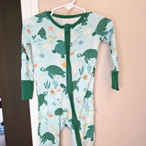 Little Sleepies Aqua Turtle Print Kids Footie